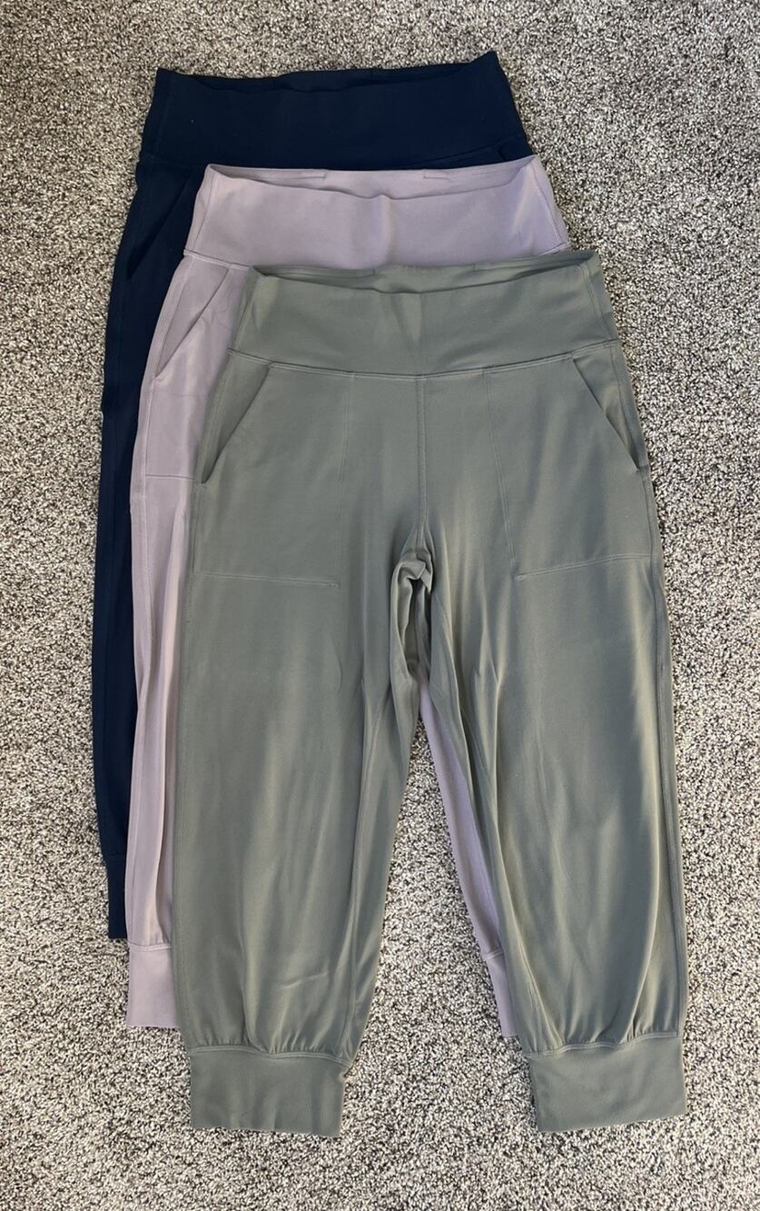 Lululemon Align Jogger Crop 23” Womens 8 Lot of 3 Black Olive Purple Nulu